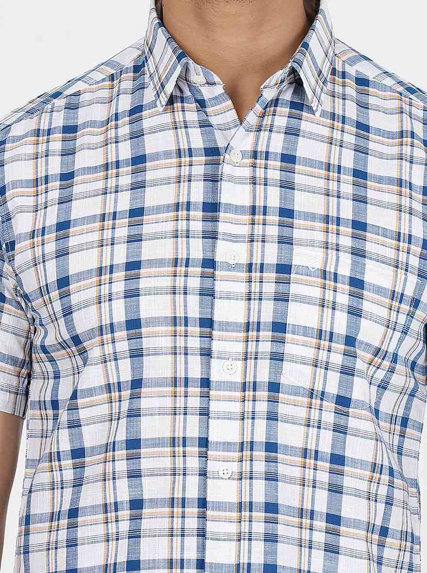 Blue Checked Slim Fit Casual Shirt | pehervi