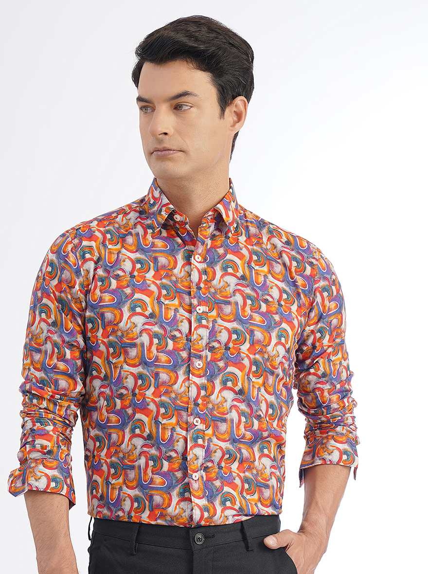 Multicolor Printed Slim Fit Casual Shirt | pehervi