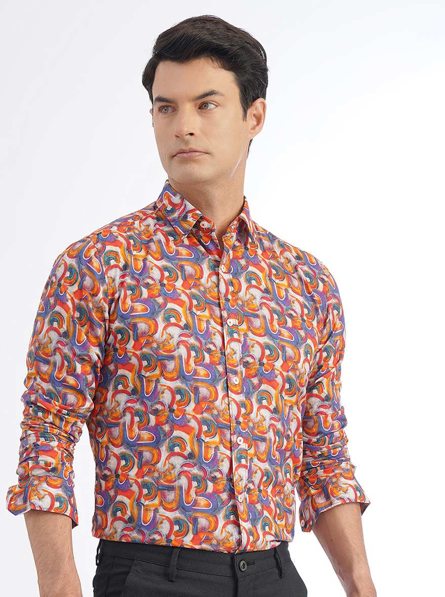 Multicolor Printed Slim Fit Casual Shirt | pehervi