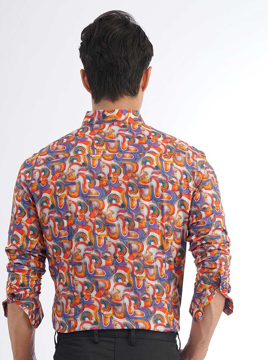 Multicolor Printed Slim Fit Casual Shirt | pehervi