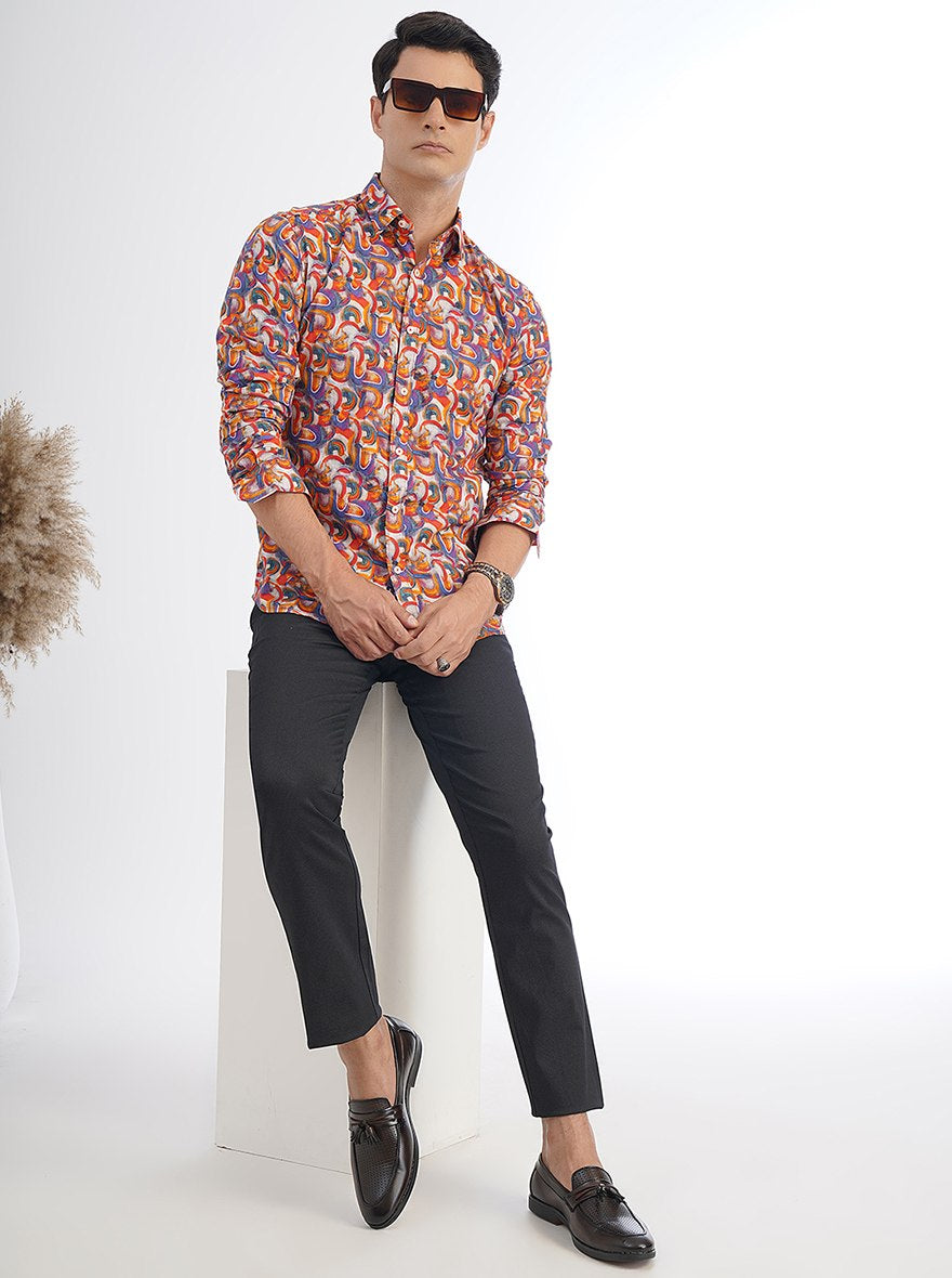 Multicolor Printed Slim Fit Casual Shirt | pehervi