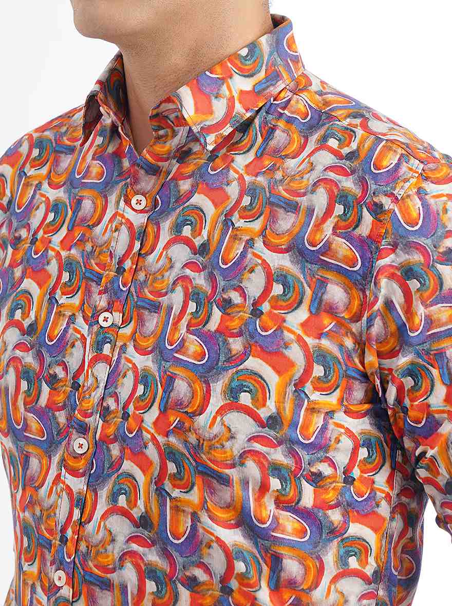 Multicolor Printed Slim Fit Casual Shirt | pehervi