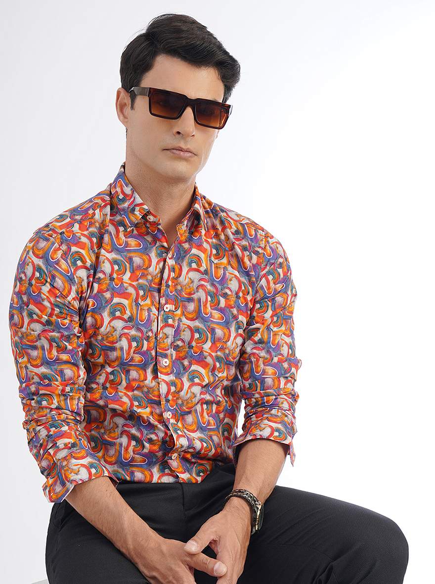 Multicolor Printed Slim Fit Casual Shirt | pehervi