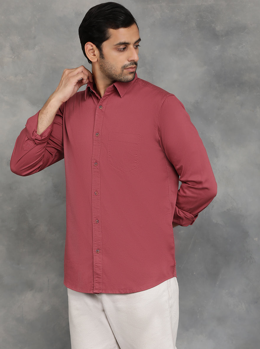 Maroon Solid Slim Fit Casual Shirt | pehervi