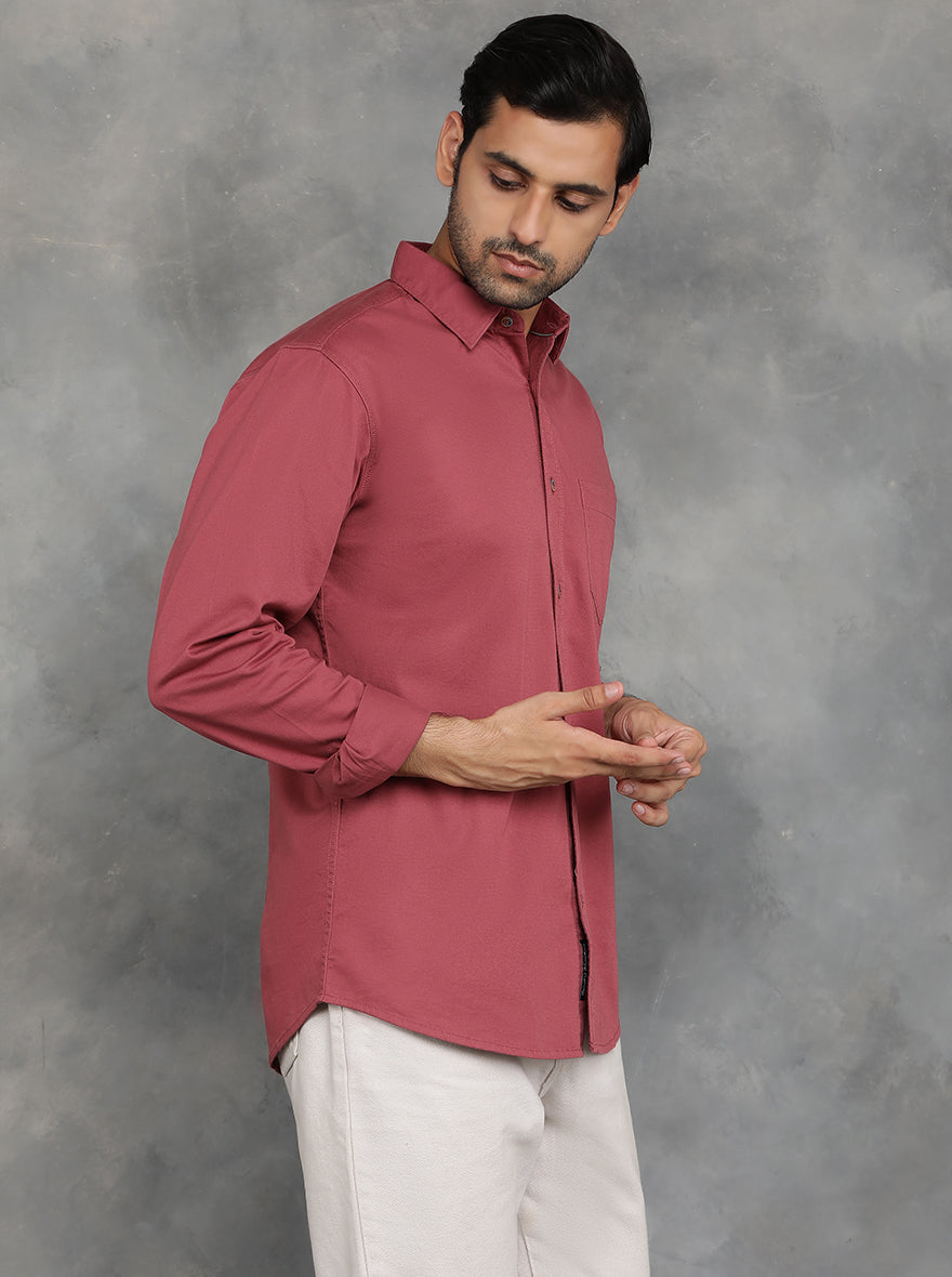 Maroon Solid Slim Fit Casual Shirt | pehervi