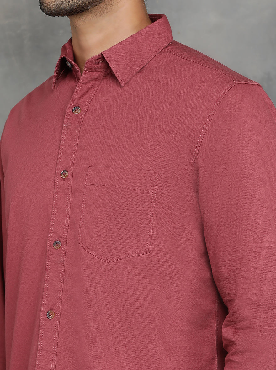 Maroon Solid Slim Fit Casual Shirt | pehervi