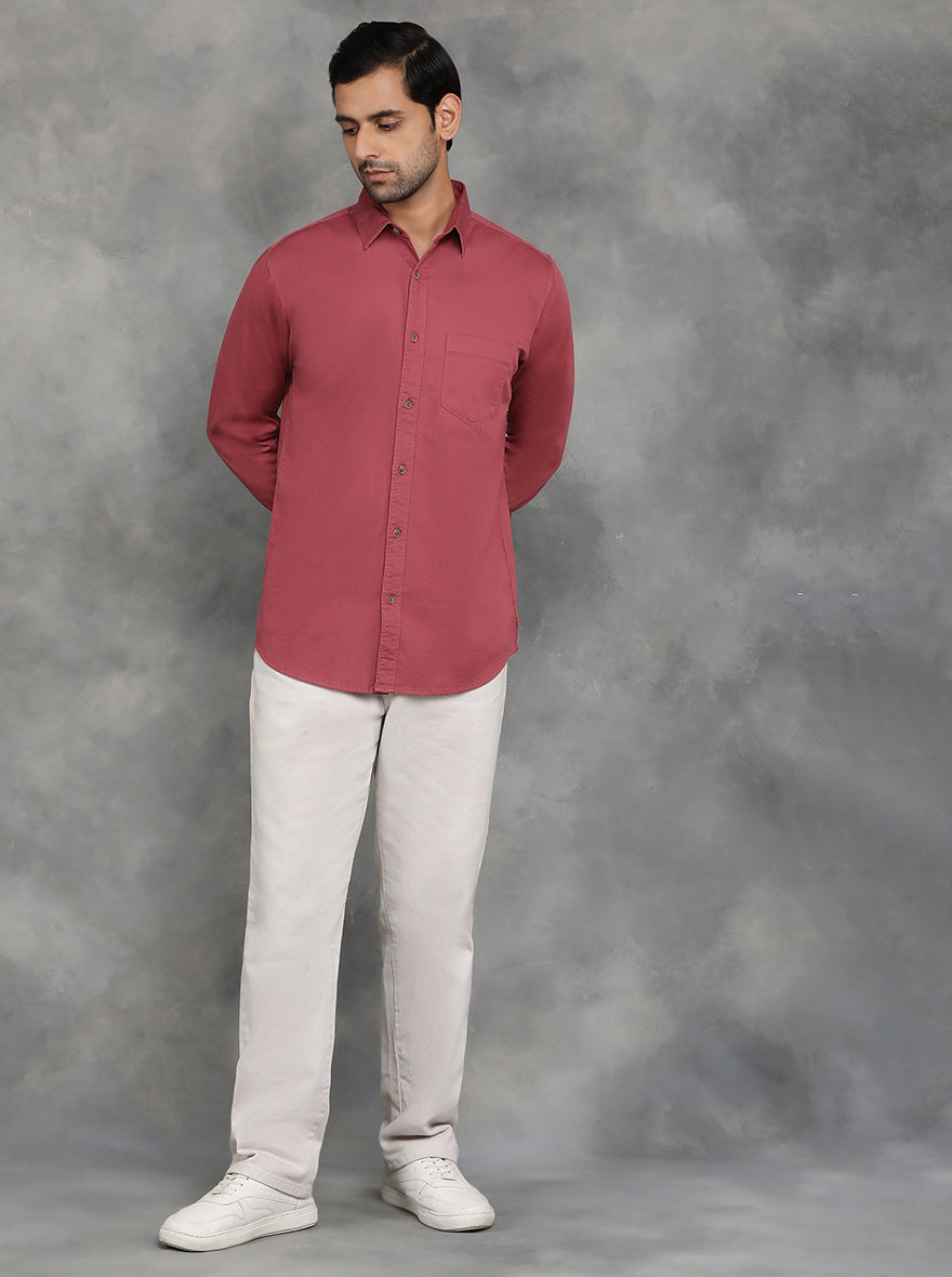 Maroon Solid Slim Fit Casual Shirt | pehervi