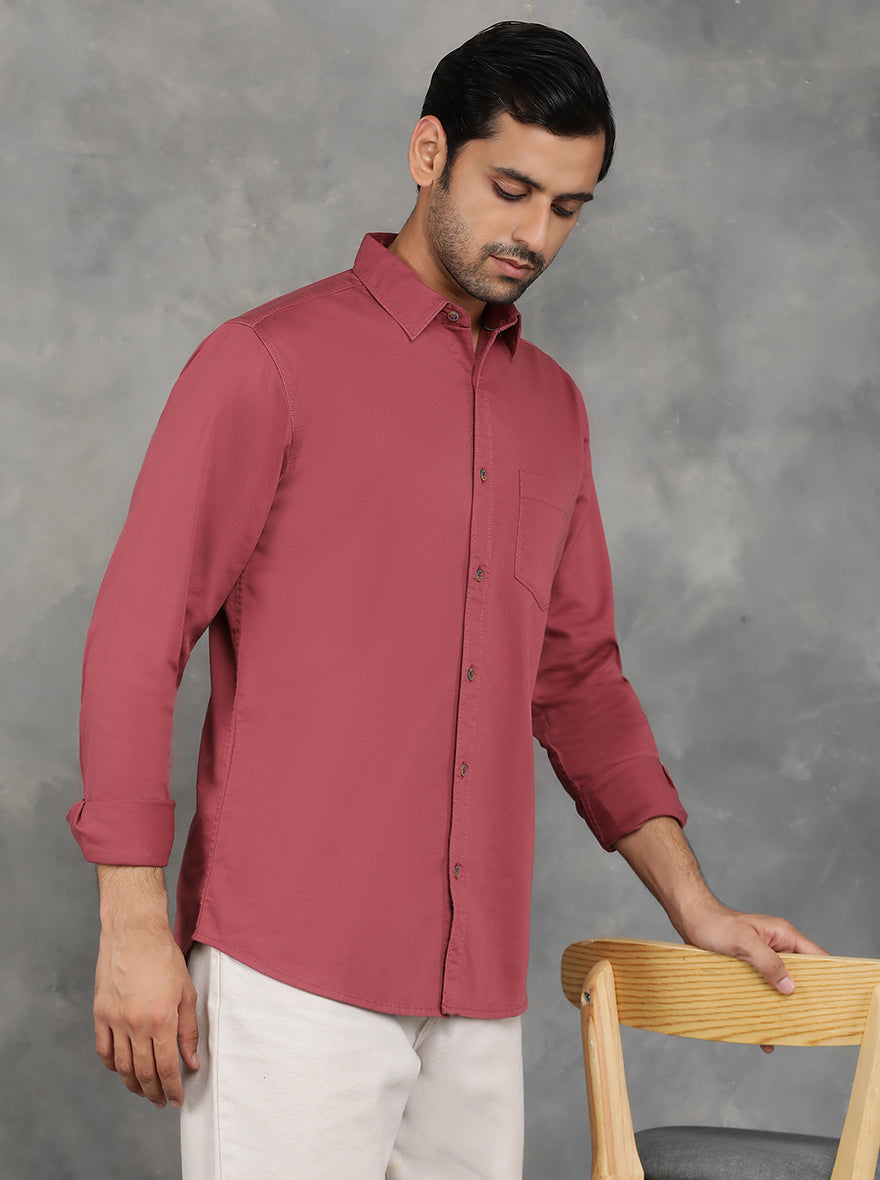 Maroon Solid Slim Fit Casual Shirt | pehervi