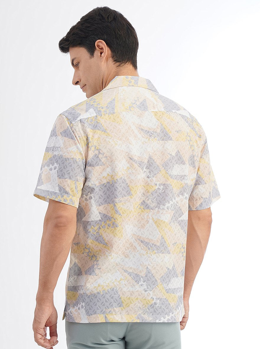 Light Yellow Printed Slim Fit Casual Shirt | pehervi