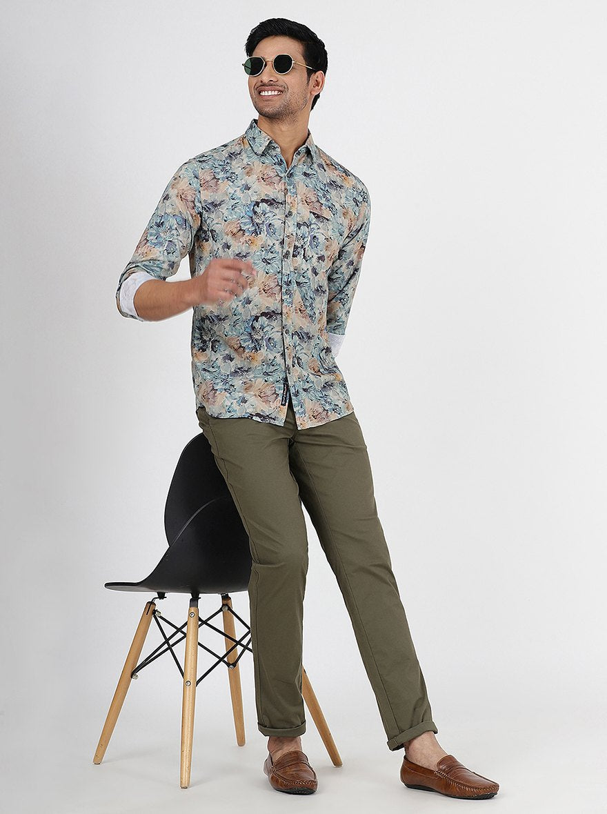 Multicolor Printed Slim Fit Casual Shirt | pehervi