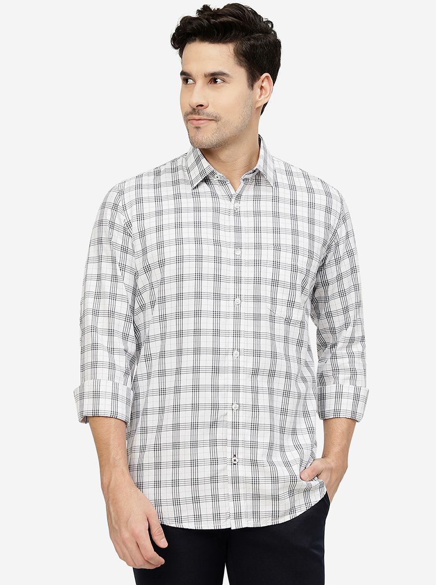 White Checked Smart Fit Semi Casual Shirt | Pehervi