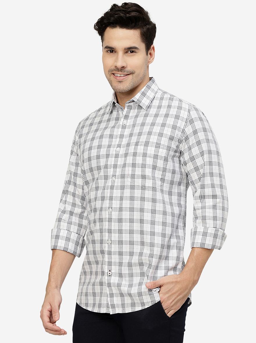 White Checked Smart Fit Semi Casual Shirt | Pehervi