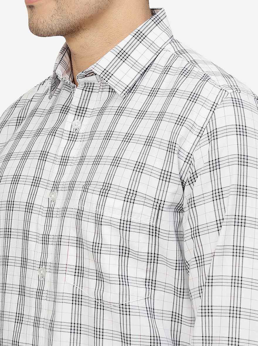 White Checked Smart Fit Semi Casual Shirt | Pehervi