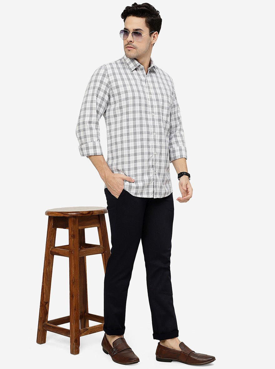 White Checked Smart Fit Semi Casual Shirt | Pehervi
