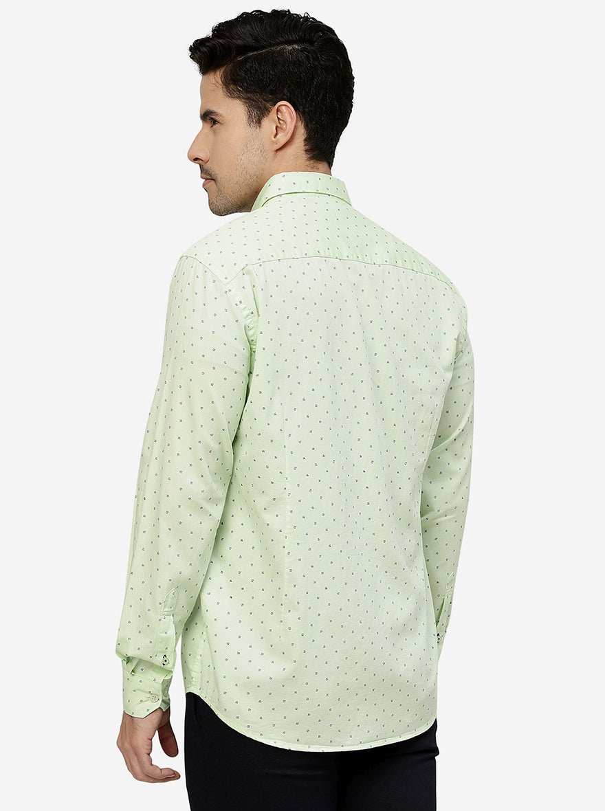 Mint Green Printed Smart Fit Semi Casual Shirt | Pehervi