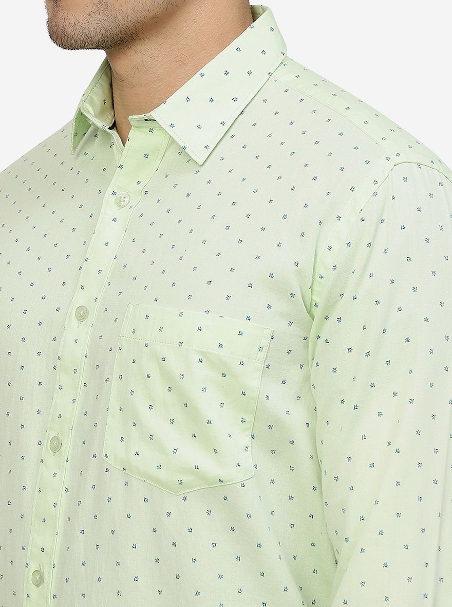 Mint Green Printed Smart Fit Semi Casual Shirt | Pehervi