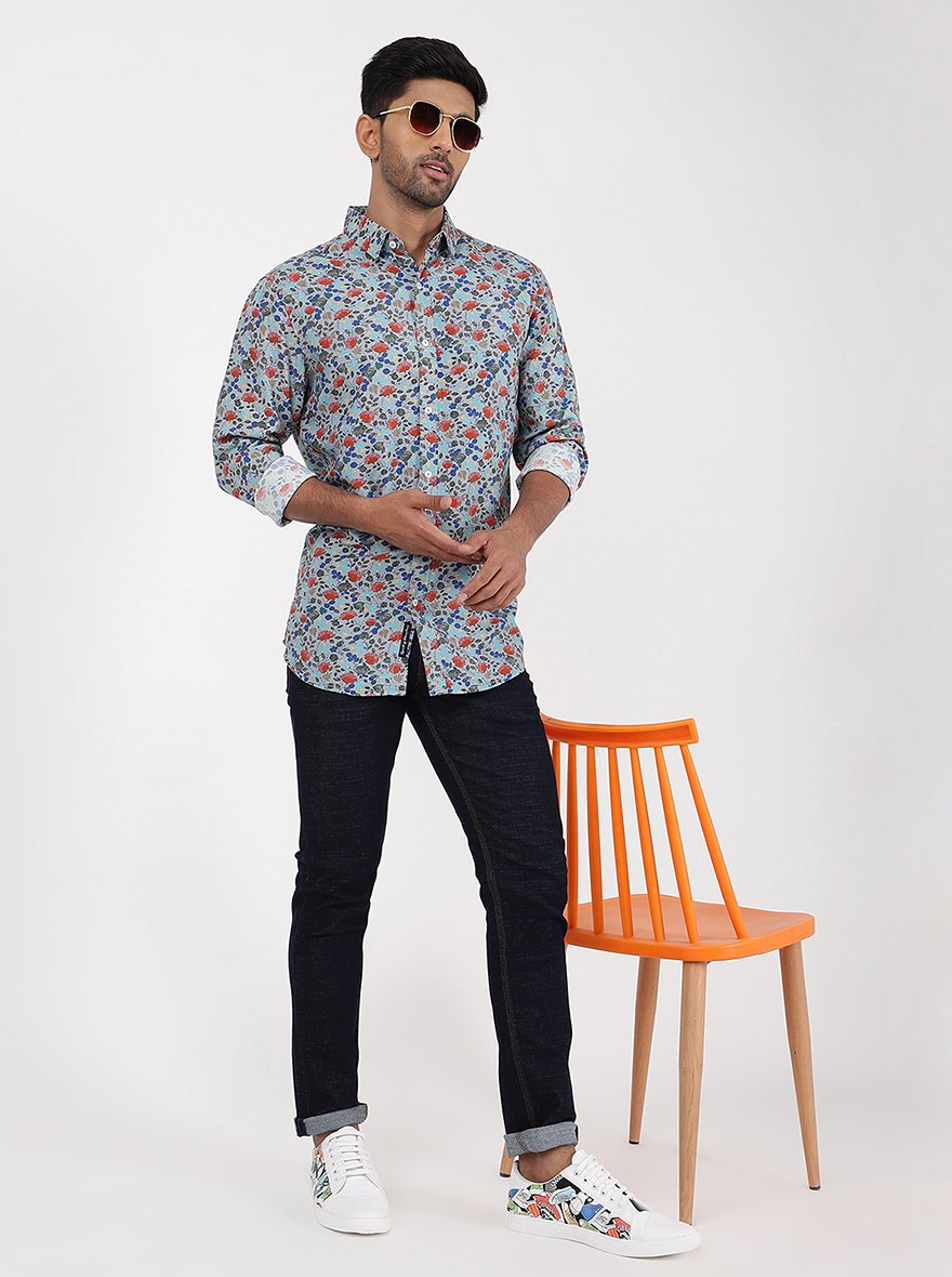 Multicolor Printed Slim Fit Casual Shirt | pehervi