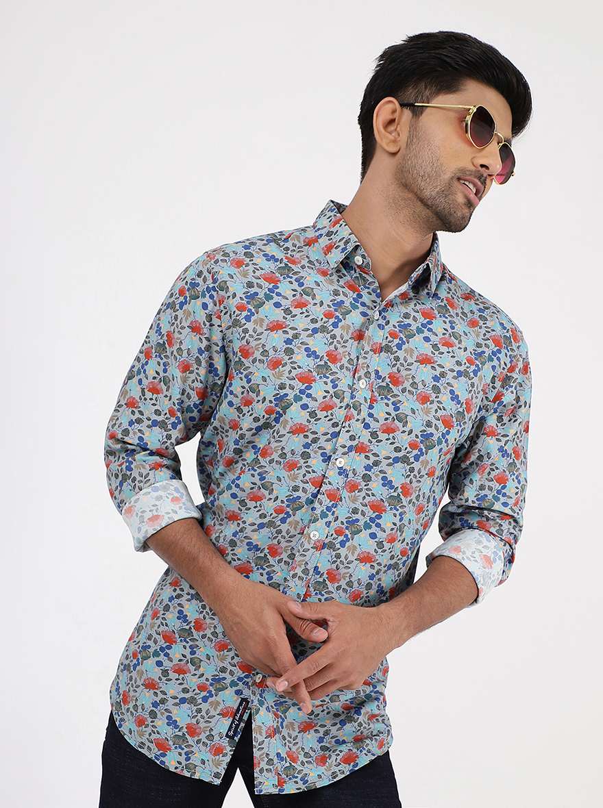 Multicolor Printed Slim Fit Casual Shirt | pehervi