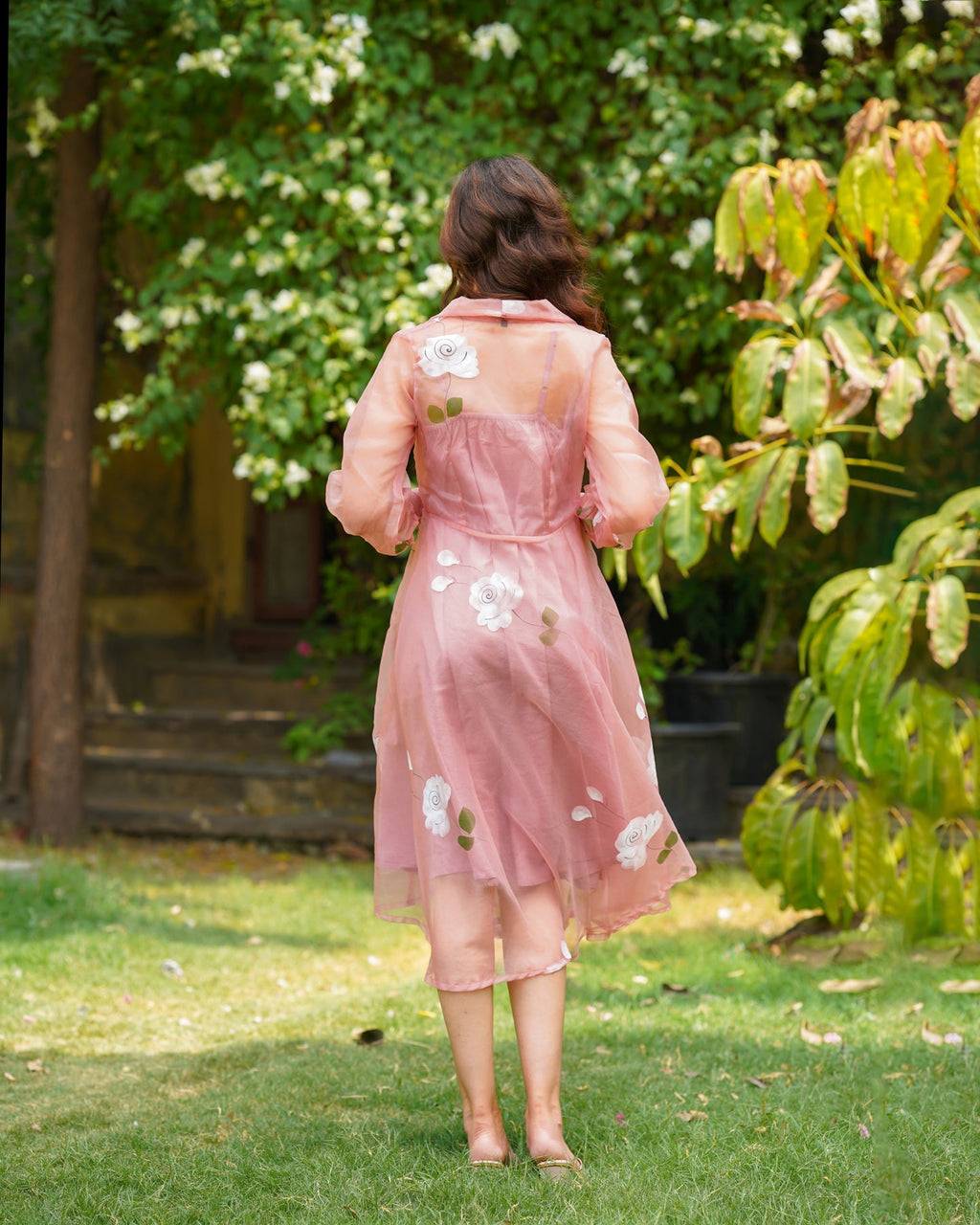 Rose Handpainted Organza Dress