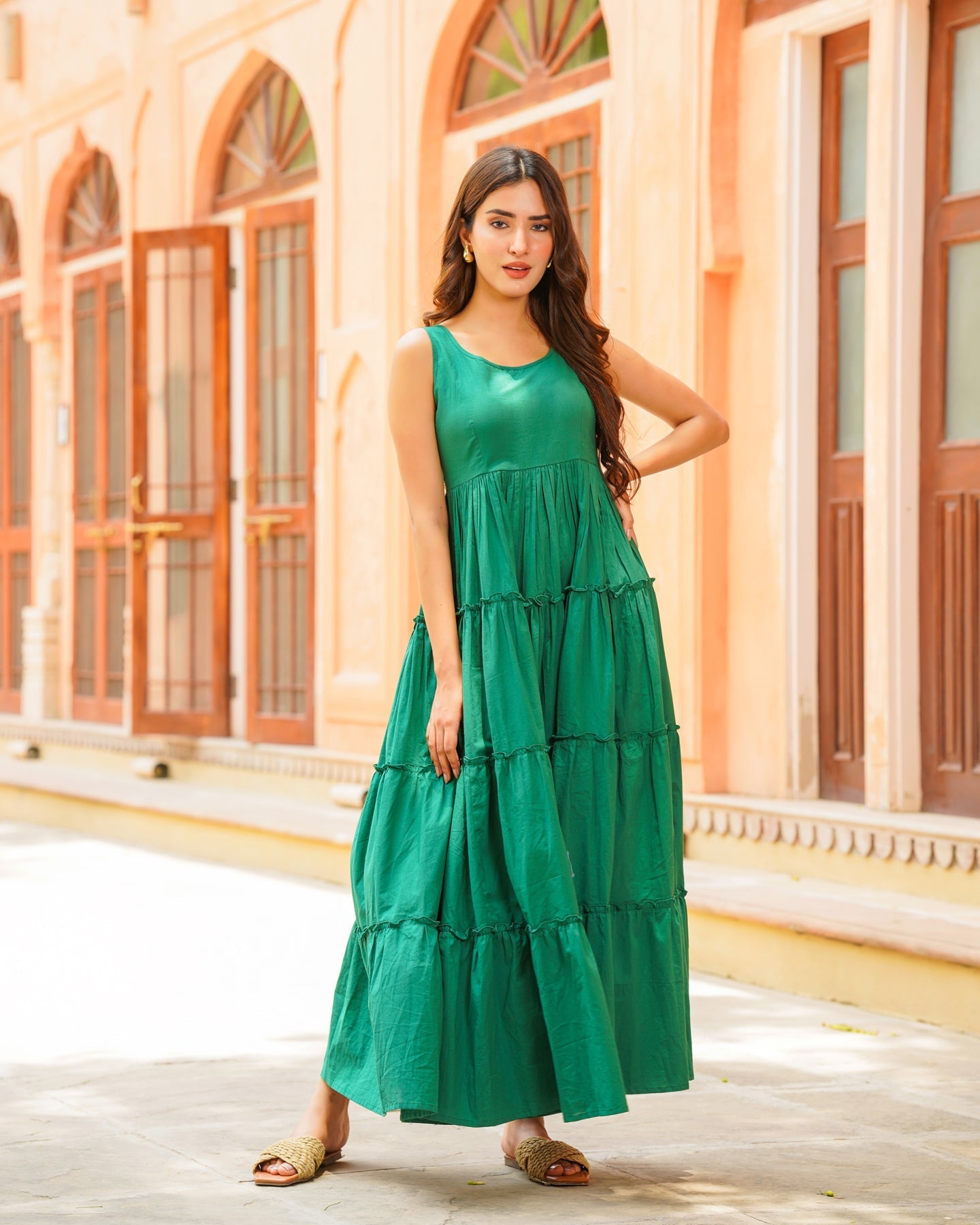 Emerald Green Tiered Maxi Dress