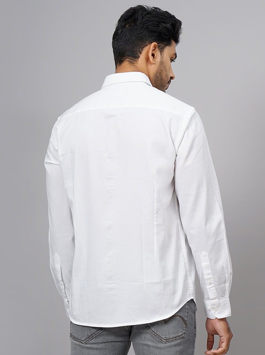 White Solid Smart Fit Semi Casual Shirt | Pehervi