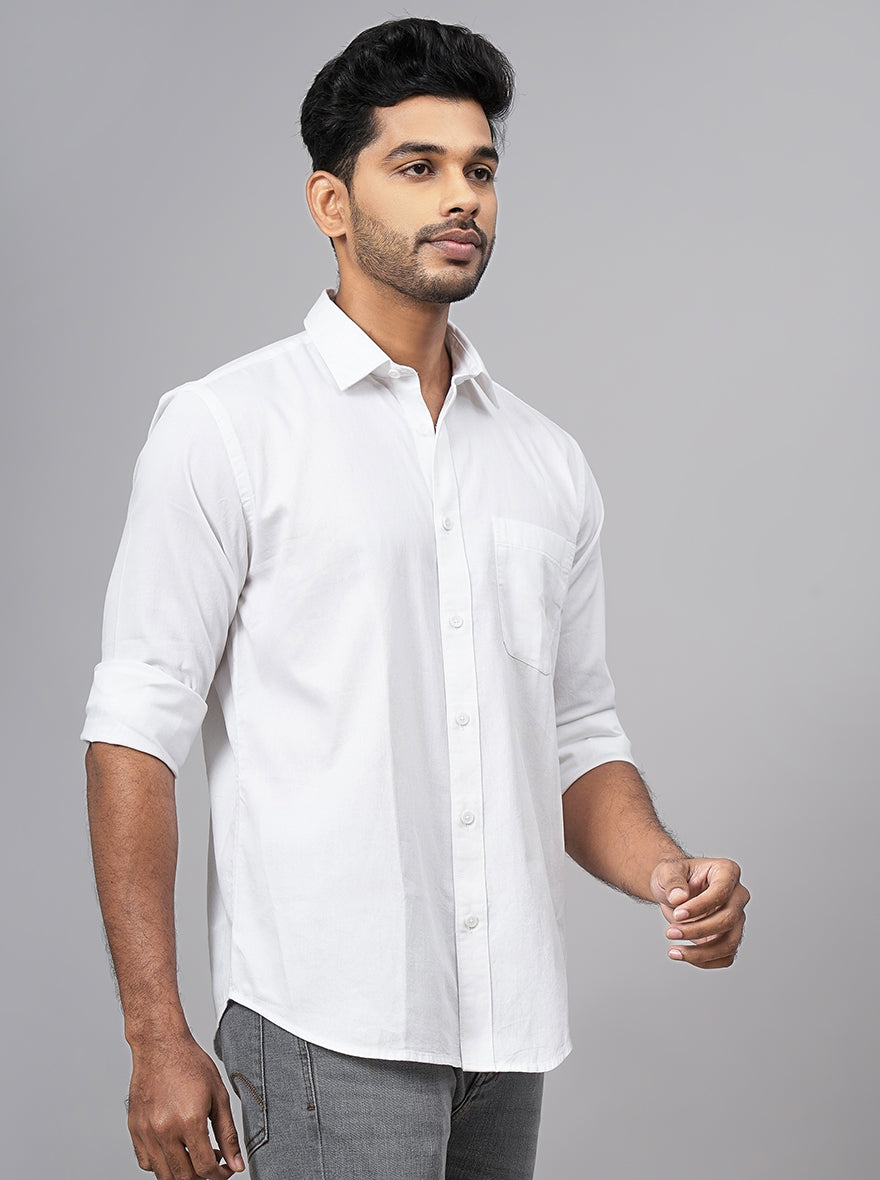 White Solid Smart Fit Semi Casual Shirt | Pehervi