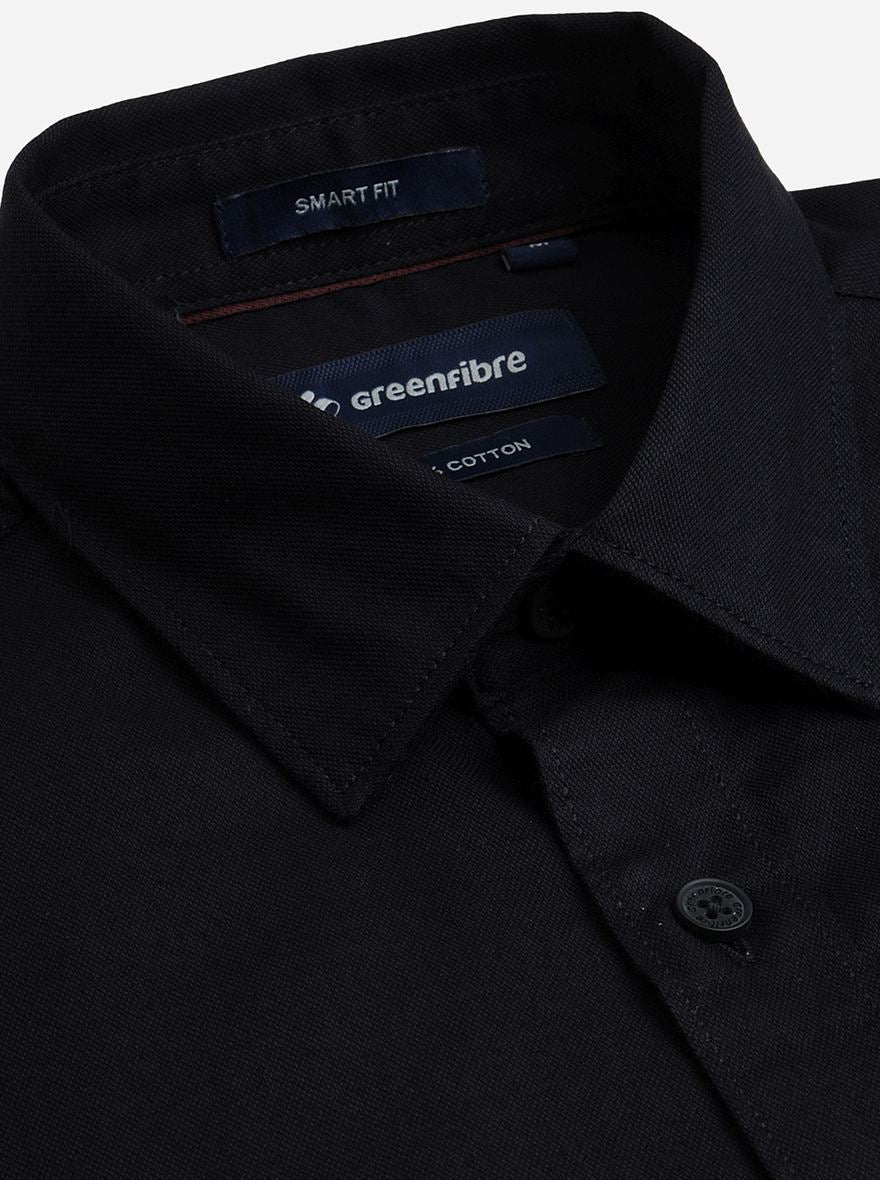 Black Solid Slim Fit Semi Casual Shirt | Pehervi