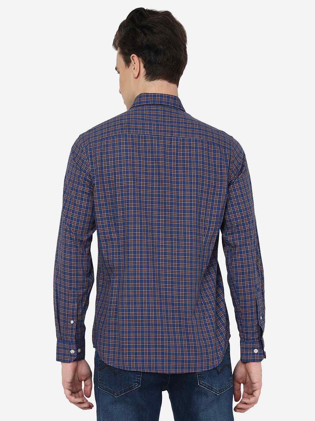 Dutch Blue Checked Smart Fit Semi Casual Shirt | Pehervi