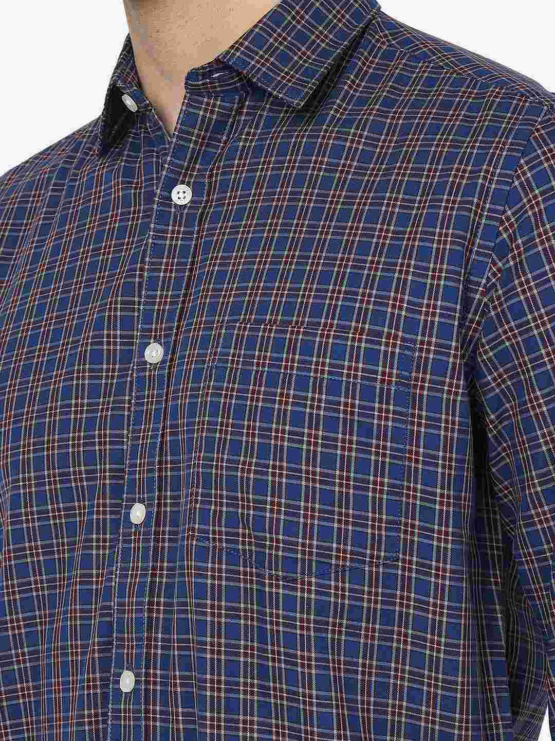 Dutch Blue Checked Smart Fit Semi Casual Shirt | Pehervi