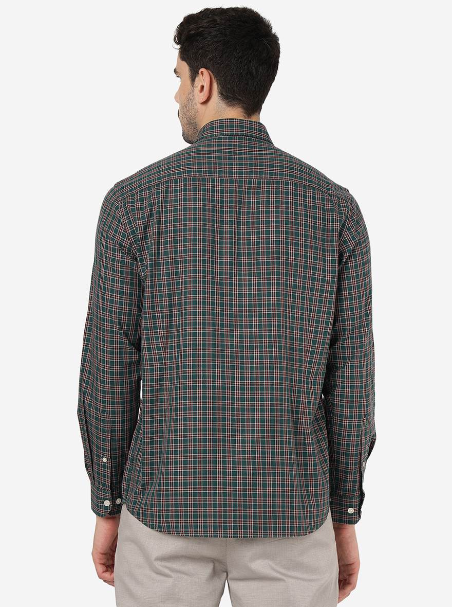 Green Checked Smart Fit Semi Casual Shirt | Pehervi