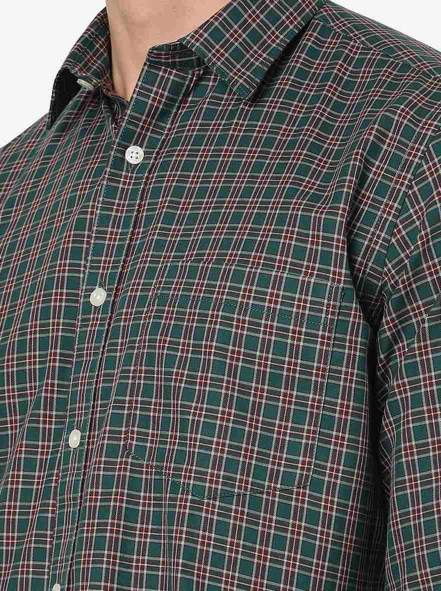 Green Checked Smart Fit Semi Casual Shirt | Pehervi