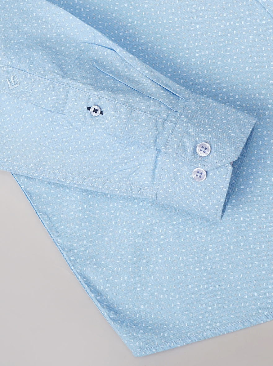 Light Blue Printed Smart Fit Semi Casual Shirt | Pehervi