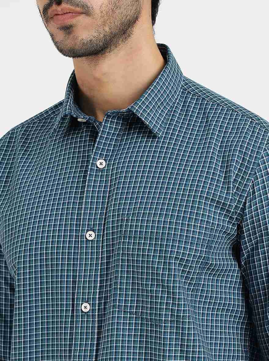 Blue Checked Smart Fit Semi Casual Shirt | Pehervi
