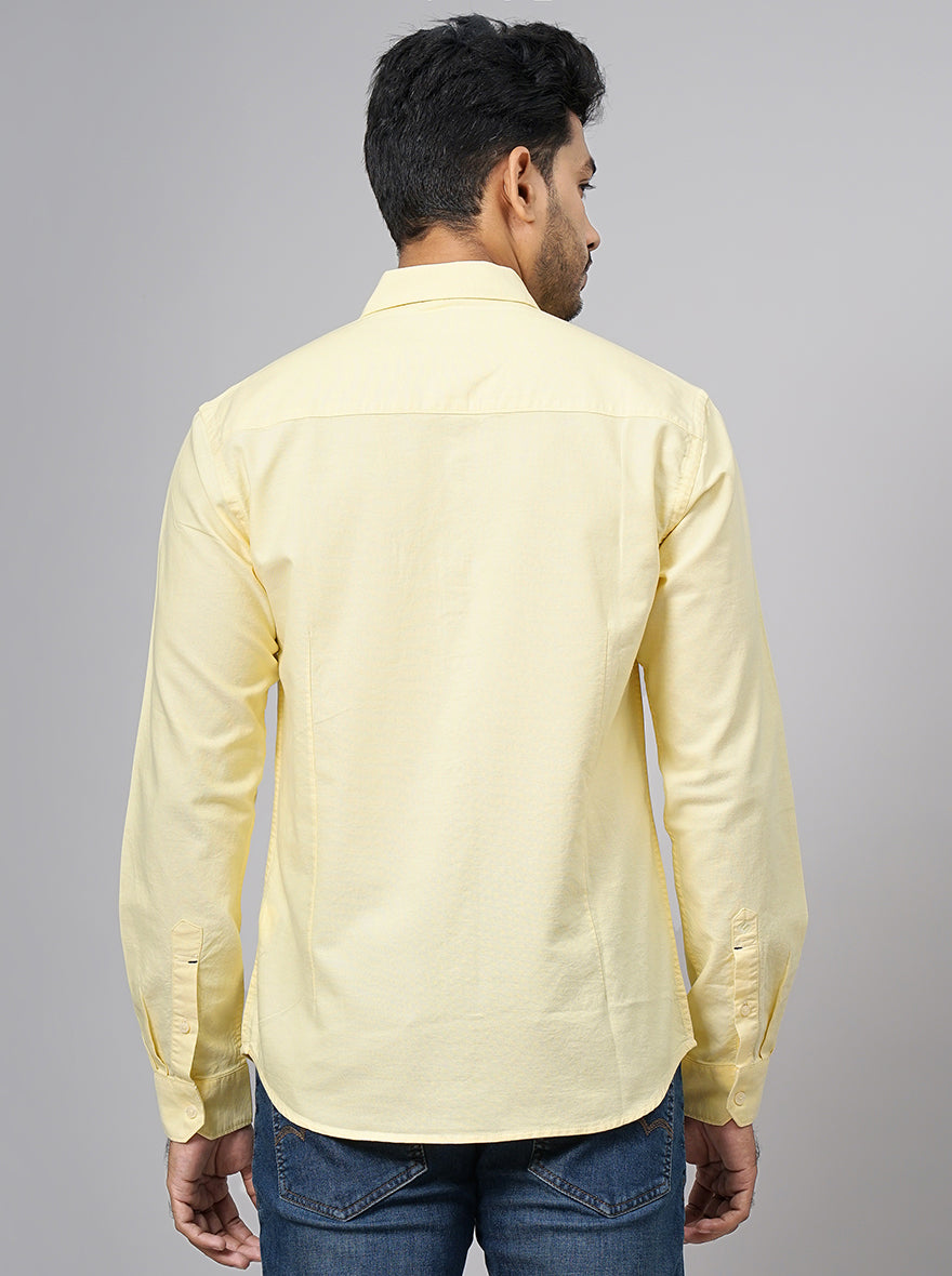 Yellow Solid Slim Fit Casual Shirt | pehervi