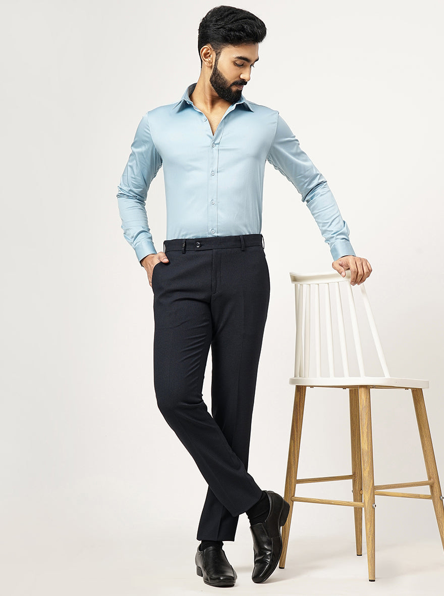 Cloud Blue Solid Slim Fit Casual Shirt | pehervi
