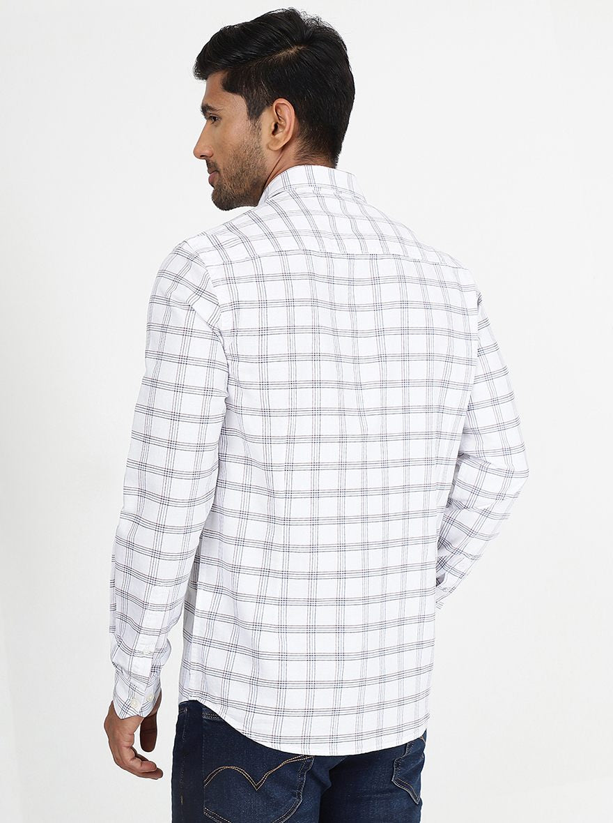 White Checked Smart Fit Semi Casual Shirt | Pehervi