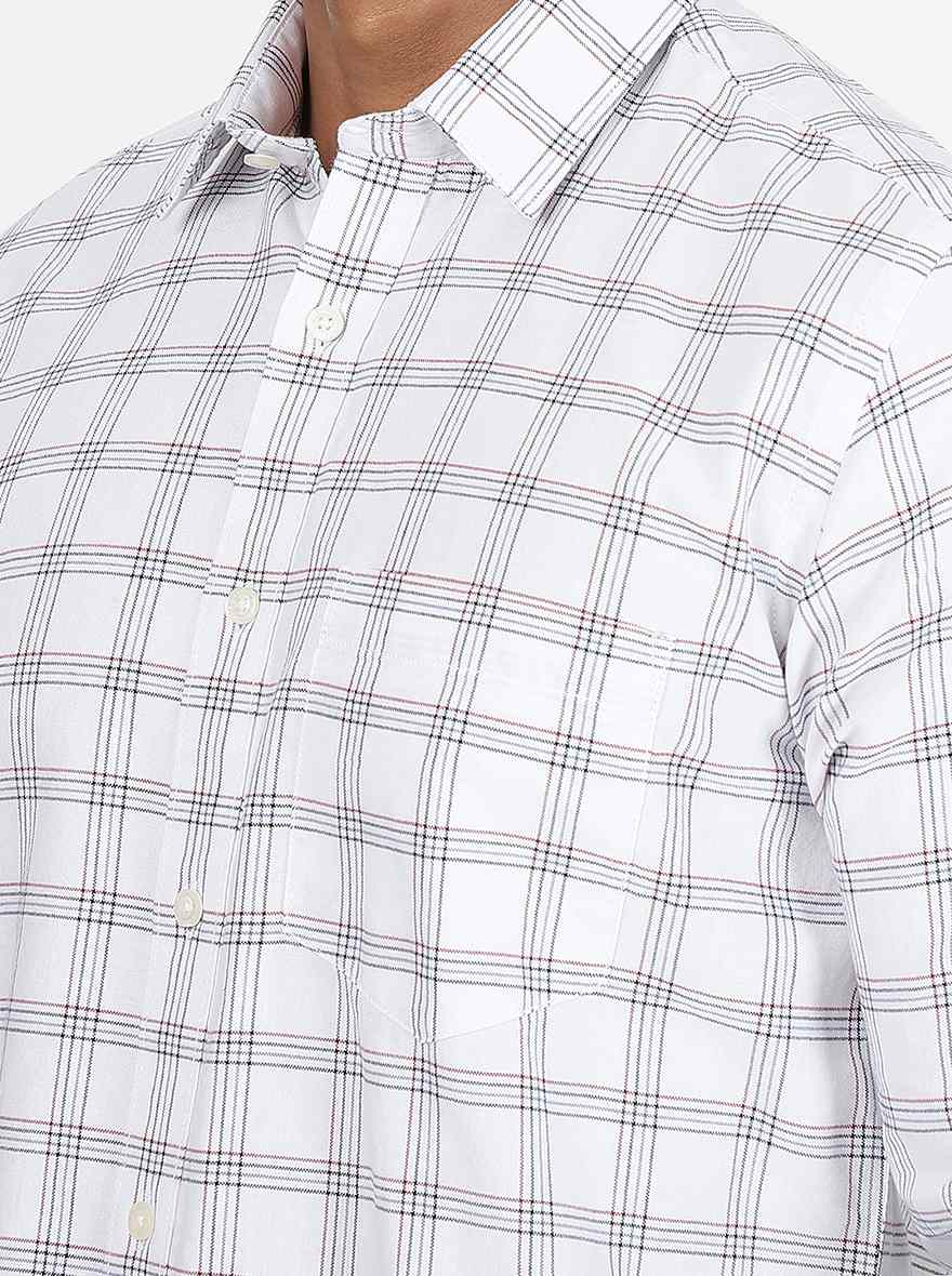 White Checked Smart Fit Semi Casual Shirt | Pehervi