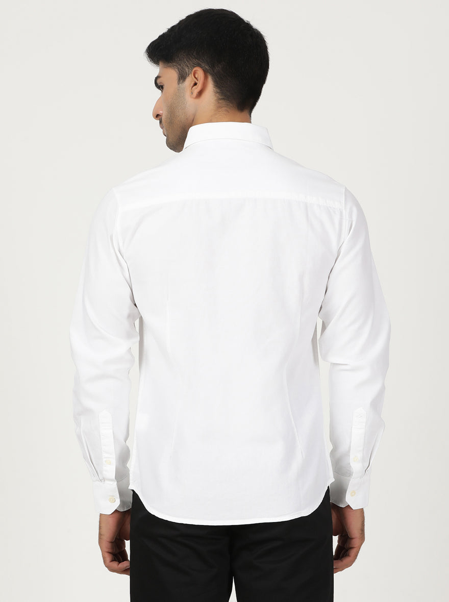White Solid Slim Fit Casual Shirt | pehervi