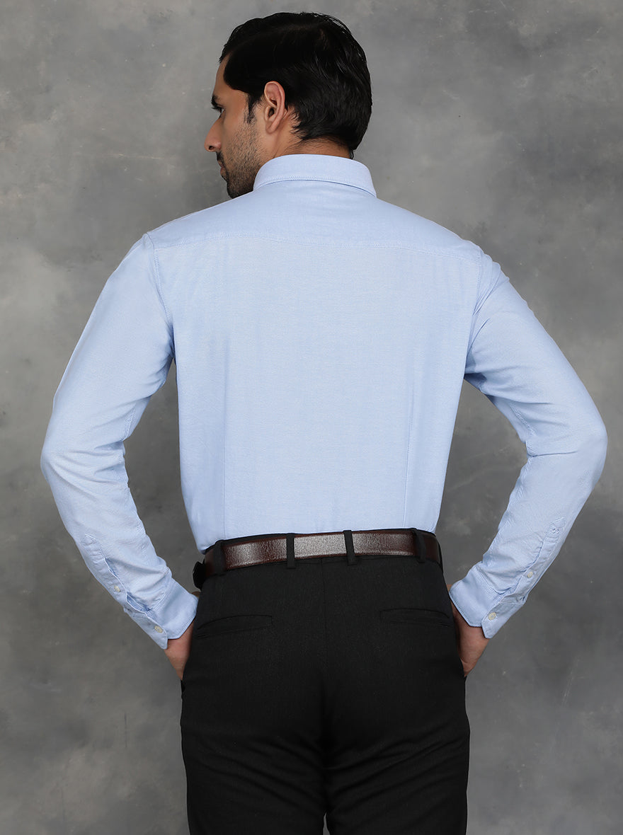 Light Blue Solid Slim Fit Casual Shirt | pehervi