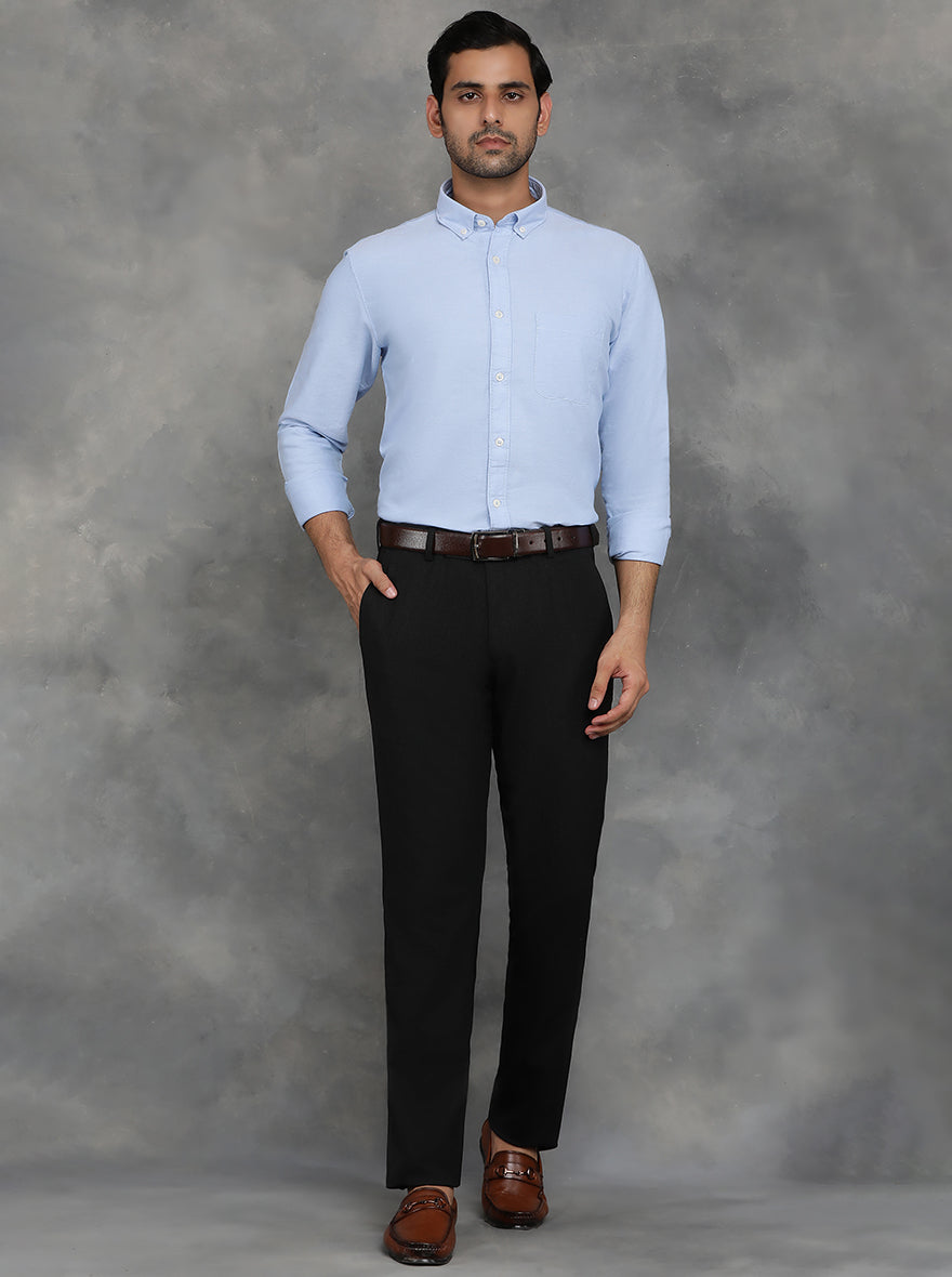 Light Blue Solid Slim Fit Casual Shirt | pehervi