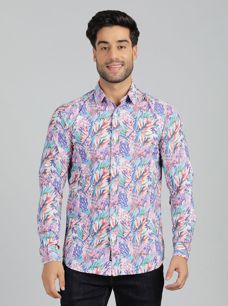Multicolor Printed Slim Fit Casual Shirt | pehervi