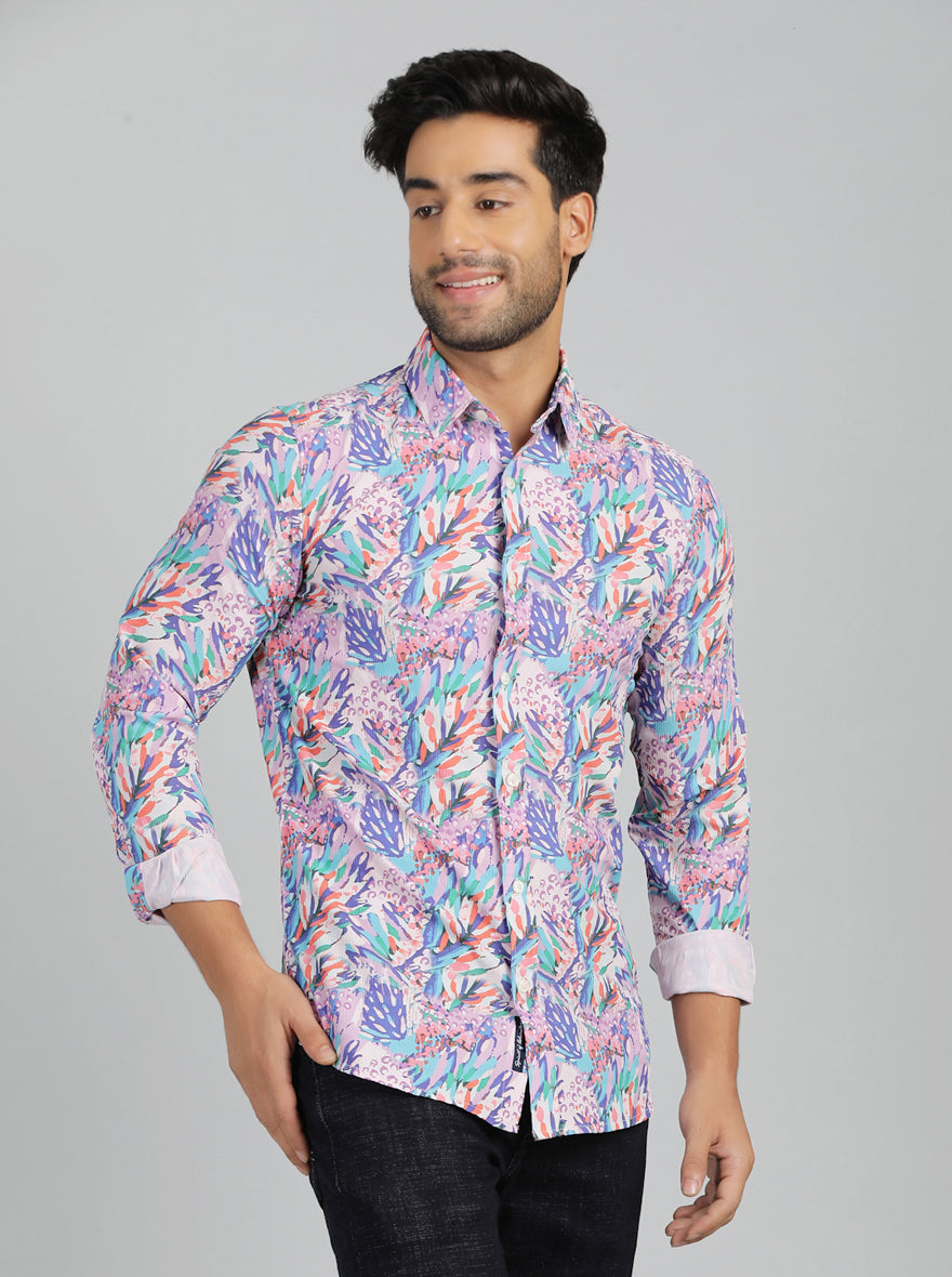 Multicolor Printed Slim Fit Casual Shirt | pehervi
