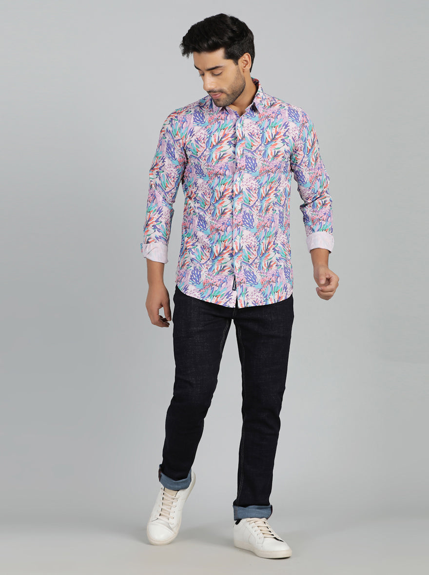 Multicolor Printed Slim Fit Casual Shirt | pehervi