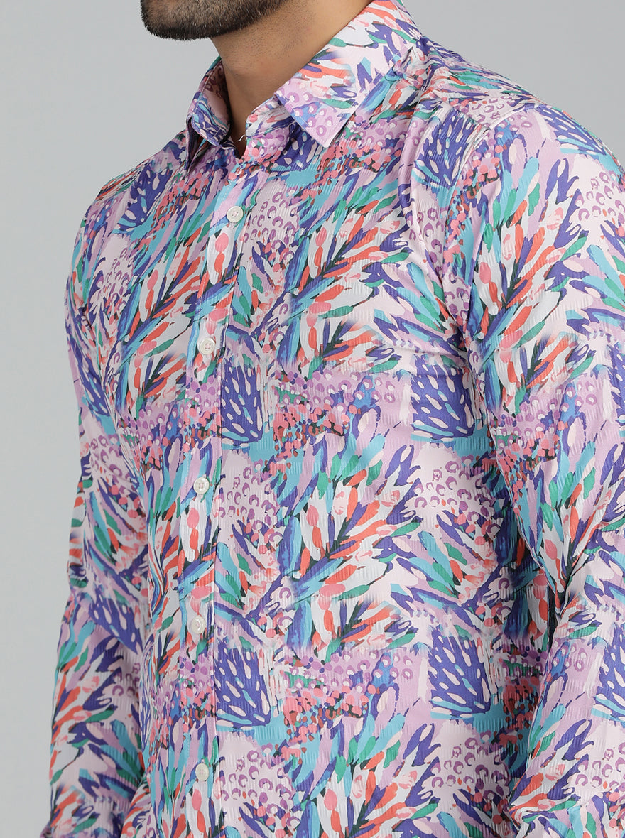 Multicolor Printed Slim Fit Casual Shirt | pehervi