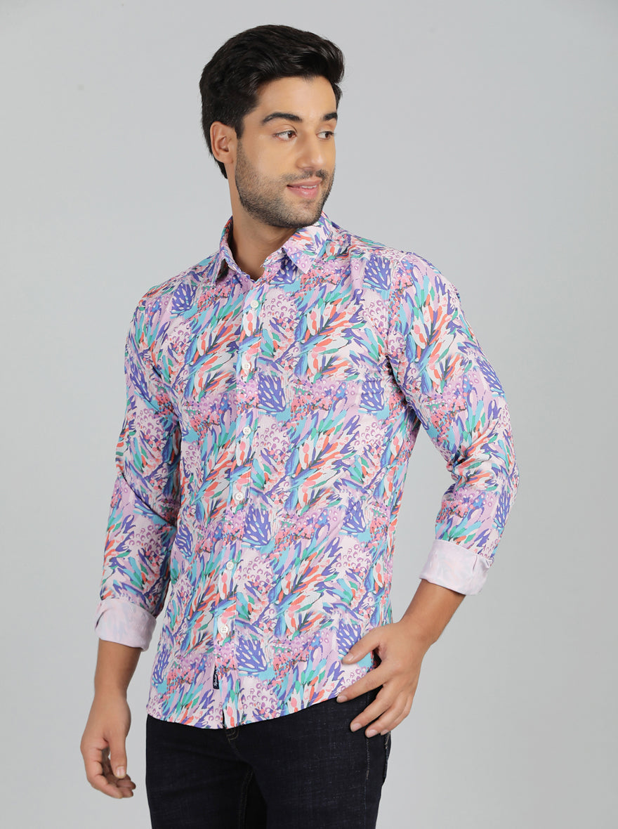 Multicolor Printed Slim Fit Casual Shirt | pehervi