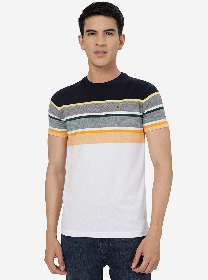 Multicolor Striped Slim Fit T-Shirt | pehervi