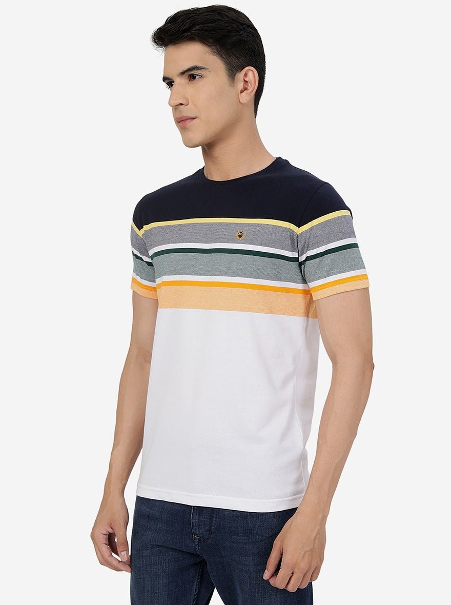 Multicolor Striped Slim Fit T-Shirt | pehervi