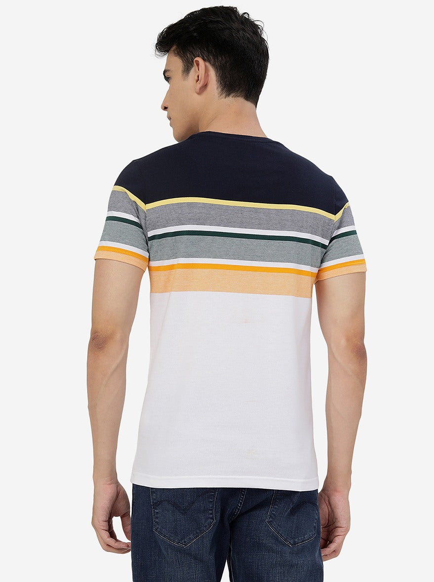Multicolor Striped Slim Fit T-Shirt | pehervi