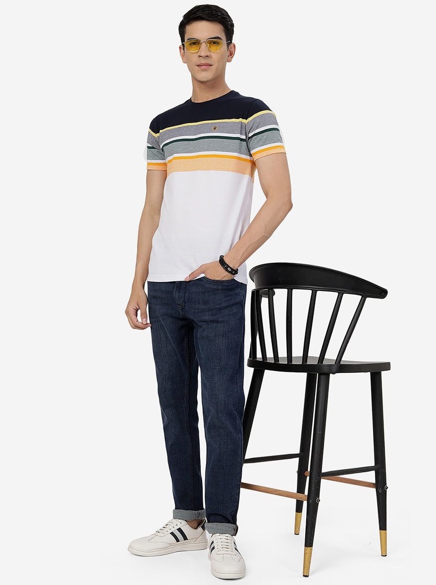 Multicolor Striped Slim Fit T-Shirt | pehervi