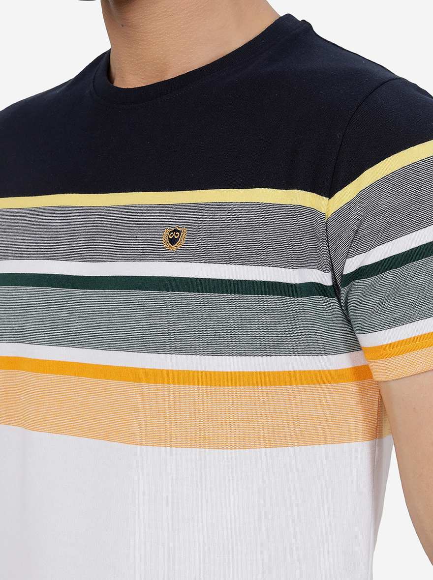 Multicolor Striped Slim Fit T-Shirt | pehervi